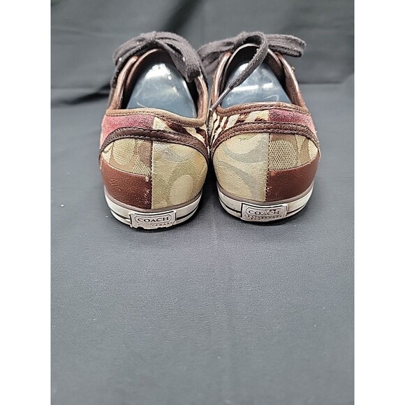 Signature Coach Dawnell Patchwork Leather Suede Lace Up Sneakers Size 7.5M Brown - Picture 6 of 13